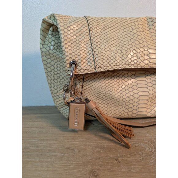 Coach Cream Park Python Embossed Leather Hobo F24383 Animal Print Shoulder Bag - Picture 5 of 11